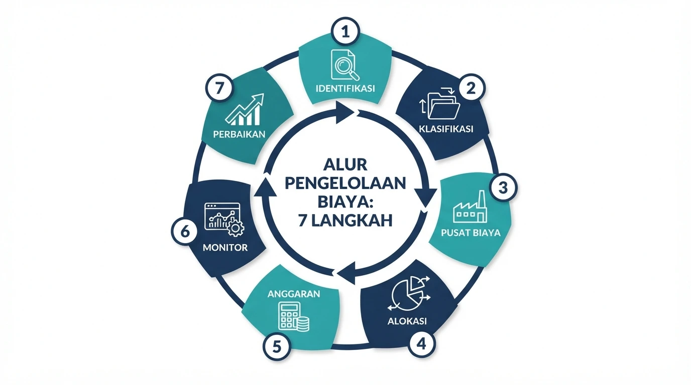 Gambar 2. Tujuh langkah siklus pengendalian biaya overhead produksi.