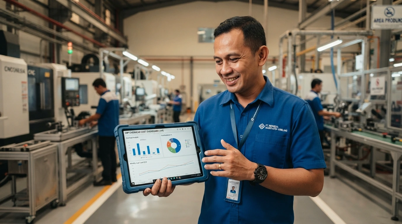 Gambar 1. Pemantauan biaya overhead produksi melalui dashboard ERP.